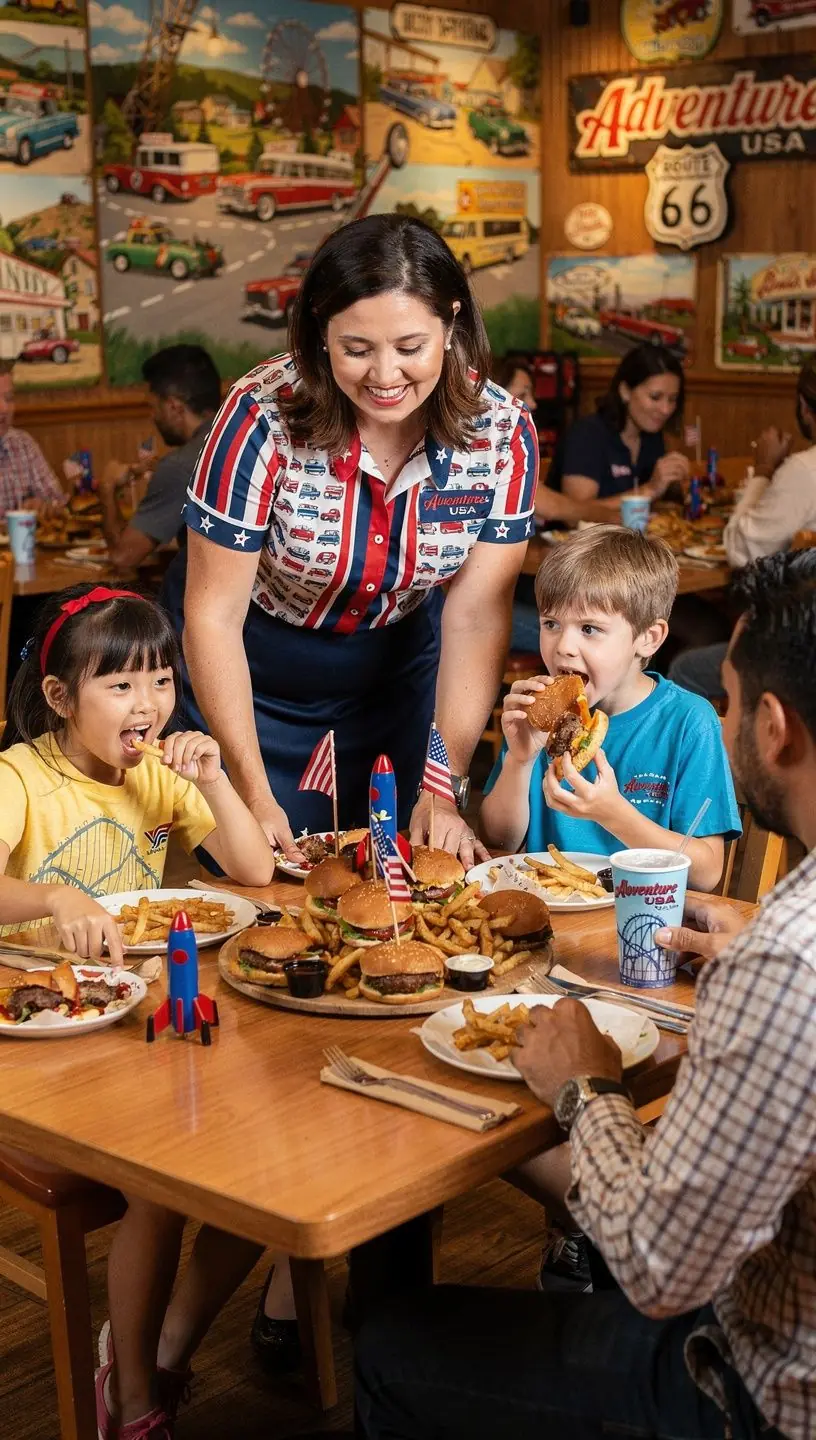 Группа друзей позирует на фоне знаменитой карусели, улыбается и веселится.